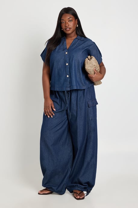 Plus Chambray Balloon Trouser - Image 3