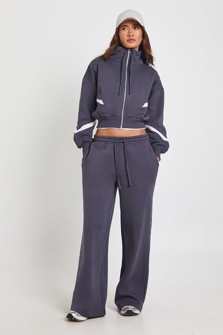 Funnel Neck Contrast Panel Sweatshirt Tracksuit - Image 1