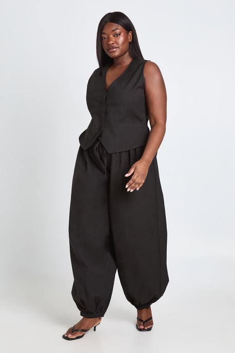 Plus Linen Look Balloon Trouser - Image 2