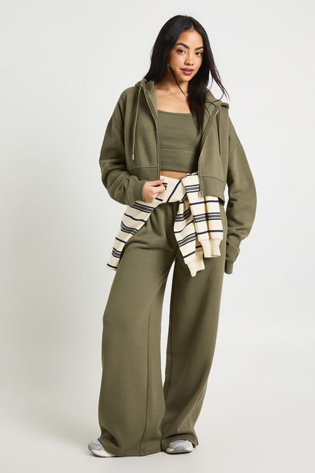 Deep Hem Crop Top 3 Piece Hooded Tracksuit - Image 1
