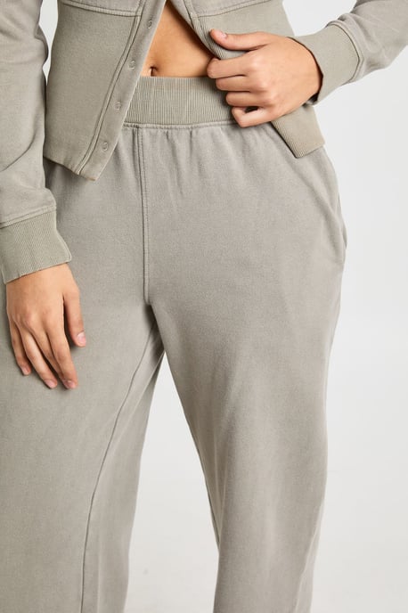 Washed Deep Hem Popper Bomber Sweatshirt Tracksuit - Image 4