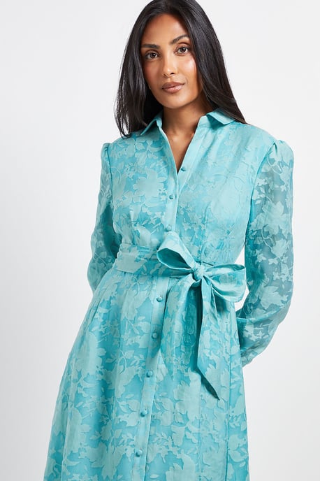 Petite Floral Organza Belted Midi Dress - Image 2