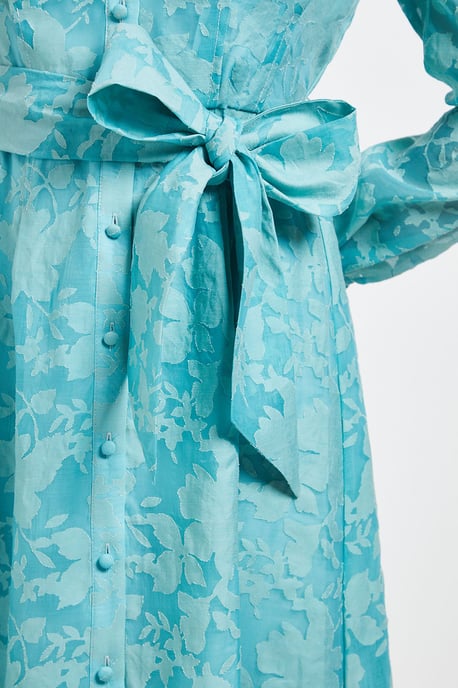 Petite Floral Organza Belted Midi Dress - Image 3
