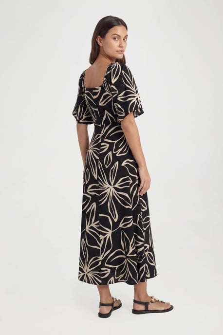 Tall Floral Print Textured Volume Sleeve Midaxi Dress - Image 2