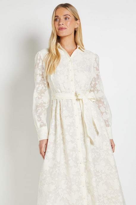 Petite Floral Organza Belted Midi Dress - Image 2