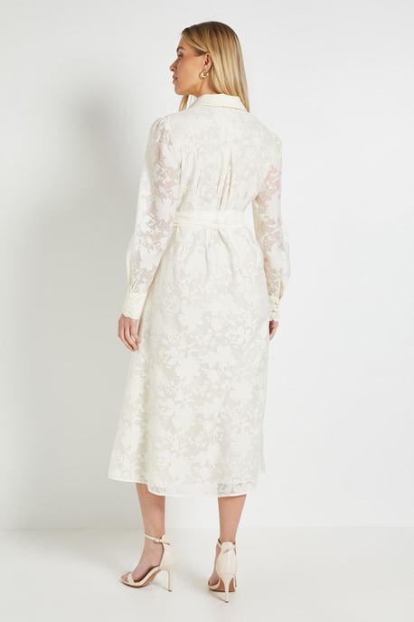 Petite Floral Organza Belted Midi Dress - Image 3