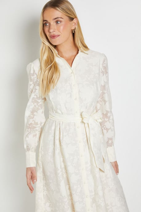 Petite Floral Organza Belted Midi Dress - Image 4