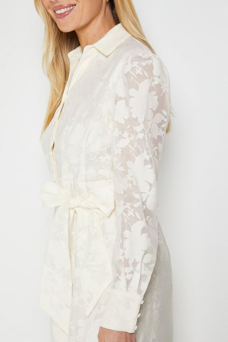 Petite Floral Organza Belted Midi Dress - Image 5