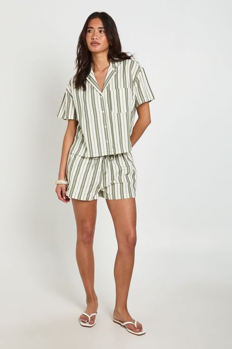 Premium Linen Stripe Short Sleeve Shirt - Image 3