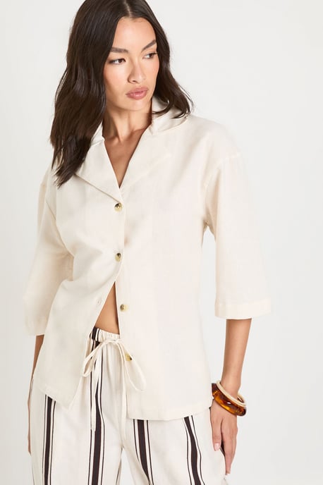 Short Sleeve Linen Look Shirt - Image 1