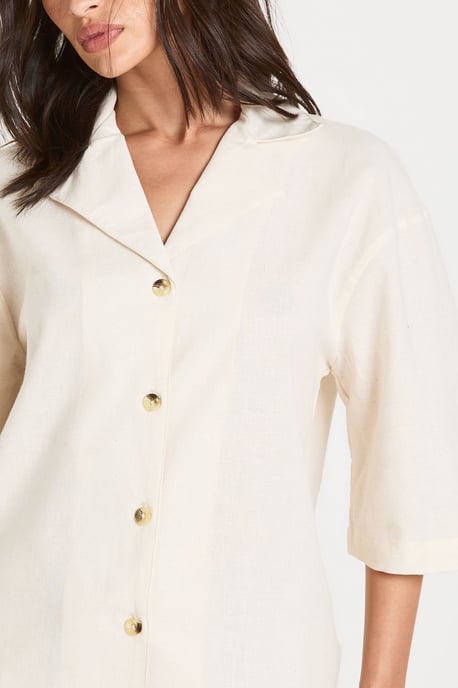 Short Sleeve Linen Look Shirt - Image 4