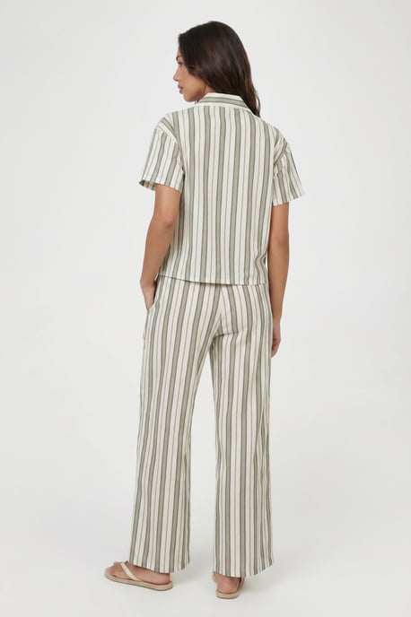 Petite Premium Linen Stripe Short Sleeve Shirt - Image 2