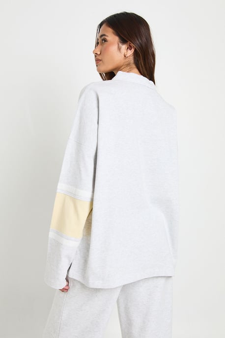Embroidered Contrast Panel Rugby Top - Image 2