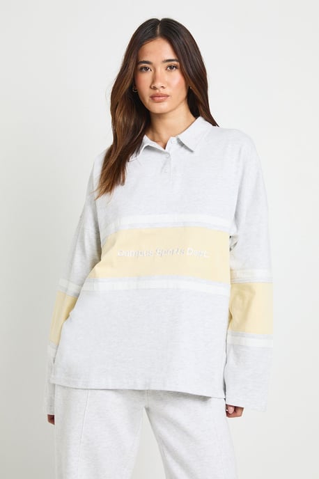 Embroidered Contrast Panel Rugby Top - Image 3