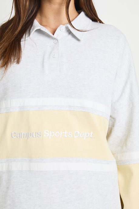 Embroidered Contrast Panel Rugby Top - Image 4