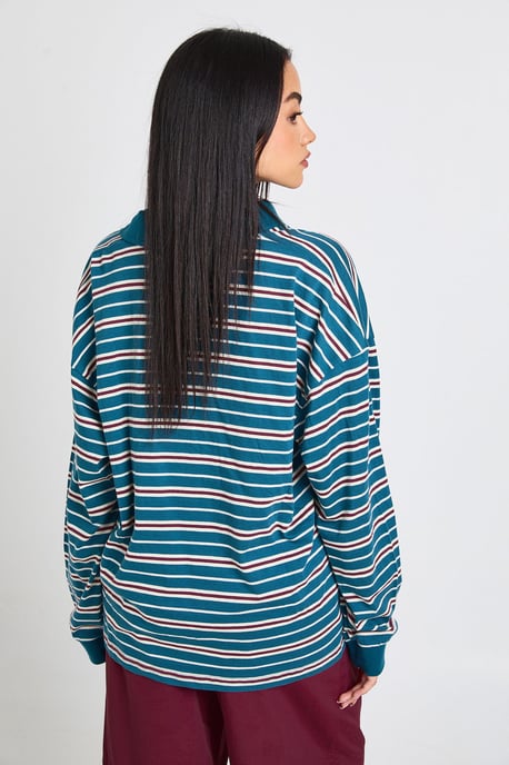Striped Heavy Cotton Collared Rugby Top - Image 2