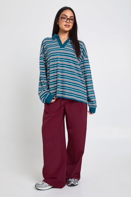 Striped Heavy Cotton Collared Rugby Top - Image 3