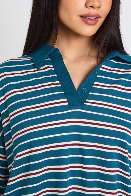 Striped Heavy Cotton Collared Rugby Top - Image 4