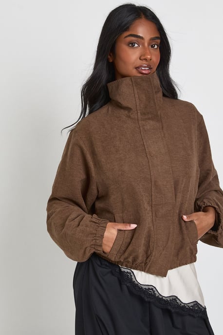 Funnel Neck Elasticated Waist Jacket - Image 2