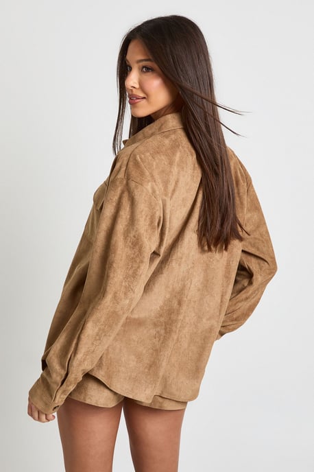 Faux Suede Oversized Shirt - Image 2