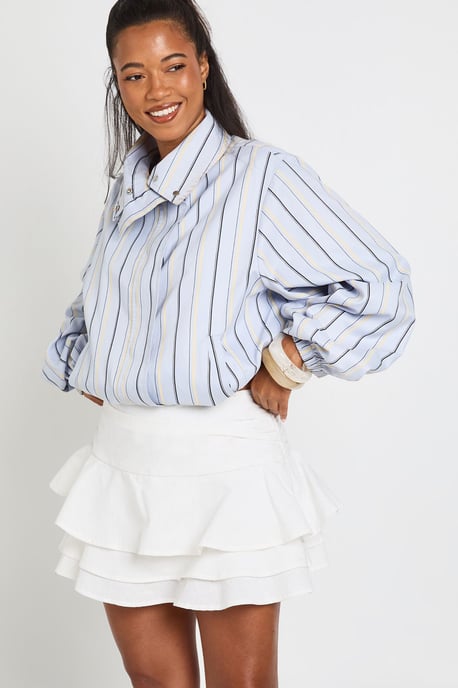 Funnel Neck Stripe Elasticated Waist Jacket - Image 3