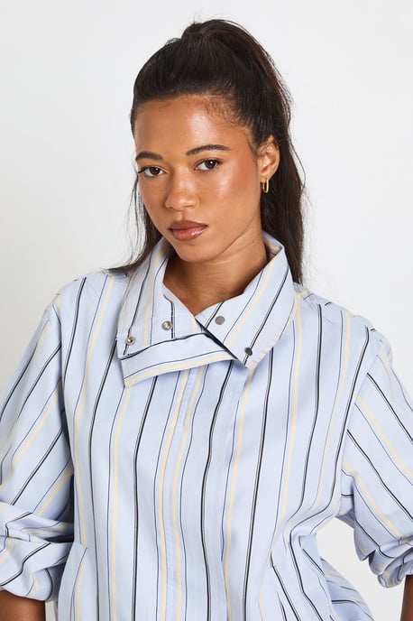 Funnel Neck Stripe Elasticated Waist Jacket - Image 4