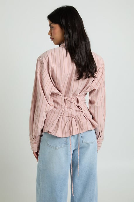 Cinched Stripe Fitted Shirt - Image 2