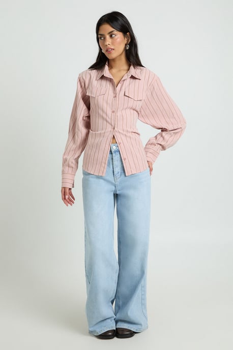 Cinched Stripe Fitted Shirt - Image 3