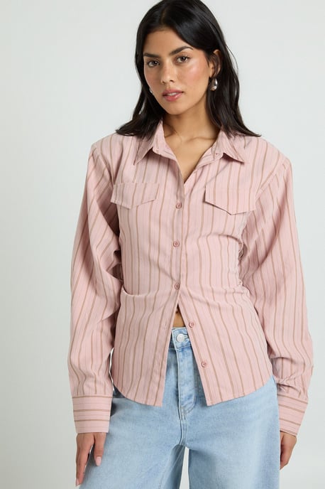 Cinched Stripe Fitted Shirt - Image 4