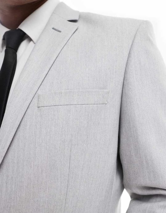 ASOS DESIGN slim suit jacket in grey herringbone - Image 4