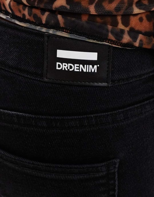 Dr Denim Lexy mid waist straight slim fit straight leg in black mist wash - Image 2