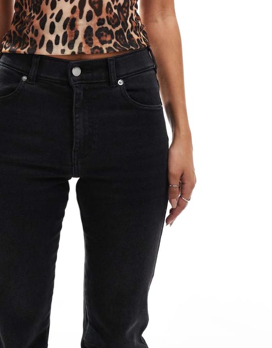 Dr Denim Lexy mid waist straight slim fit straight leg in black mist wash - Image 4