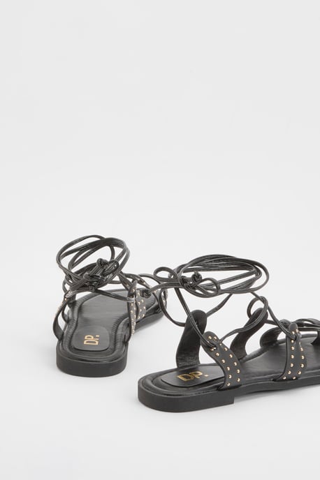 Carla Faux Leather Studded Gillie Wrap Flat Sandals - Image 2