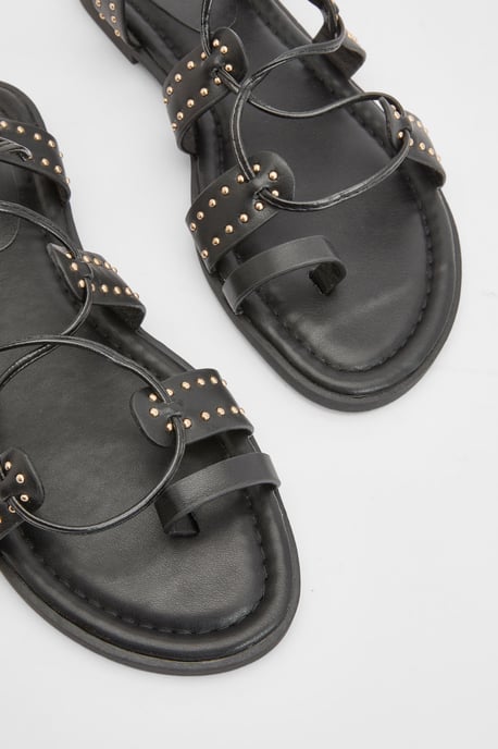 Carla Faux Leather Studded Gillie Wrap Flat Sandals - Image 3