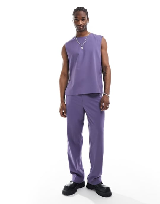 ASOS DESIGN ärmlös vävd topp i lila - Image 4