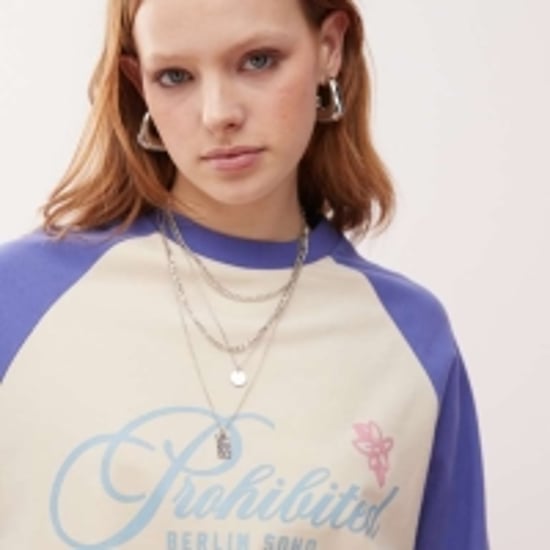 Prohibited rosi raglan vintage t-shirt in blue - Image 3