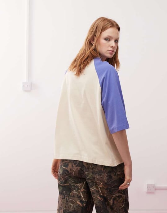 Prohibited rosi raglan vintage t-shirt in blue - Image 4
