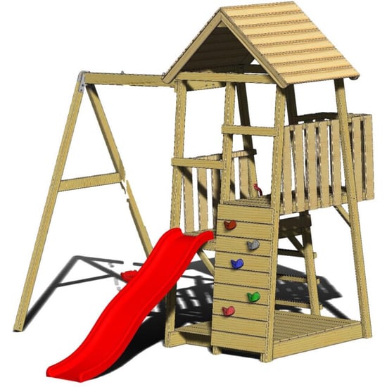 Wendi Toys Speelhuis panda met glijbaan wtj4 270x270x290 cm - Image 1