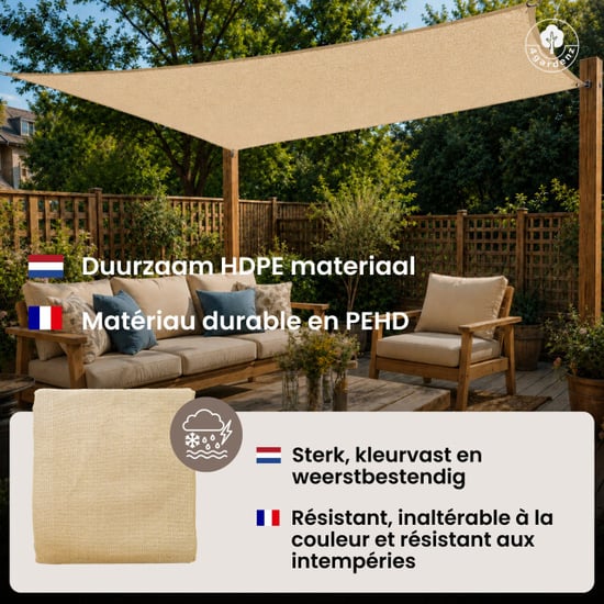 4gardenz Schaduwdoek waterdoorlatend rechthoek 5x6 mtr - - Image 5