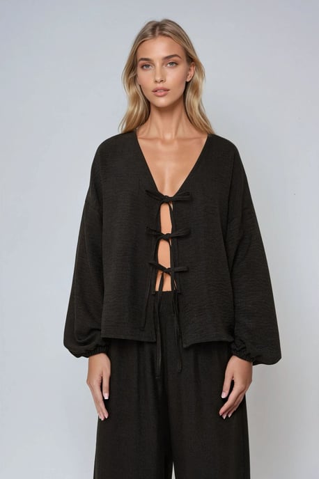 Relaxed Fit Tie up Detail Blouse - Image 2