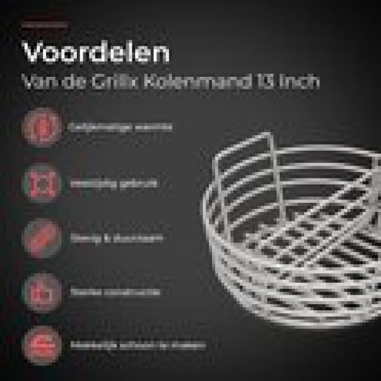 GrillX Kolenmand 13 inch met uitneembare divider rvs kamado accessoires - - Image 4