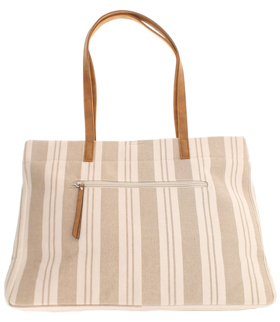 Womens Canvas Tote Bag Lucky Popper Fastening beige - Image 2