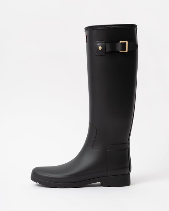 Refined Refined Gold Trim Tall Boot Boot Logo Detail in Black Tall Wellington Boots - Image 2
