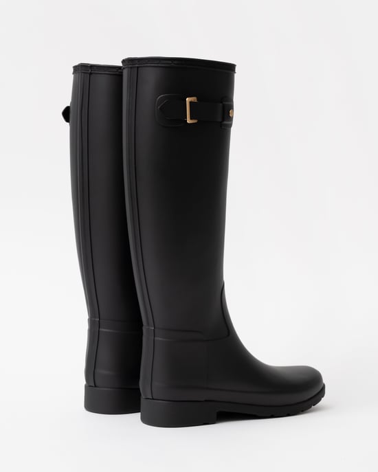 Refined Refined Gold Trim Tall Boot Boot Logo Detail in Black Tall Wellington Boots - Image 3