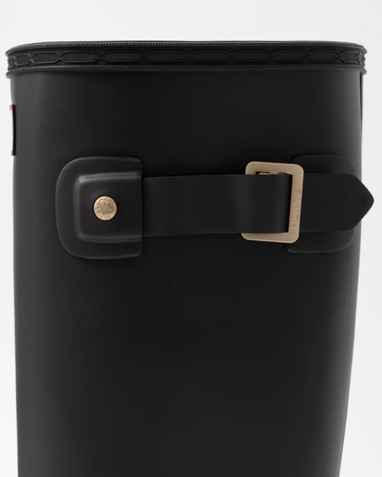 Refined Refined Gold Trim Tall Boot Boot Logo Detail in Black Tall Wellington Boots - Image 5