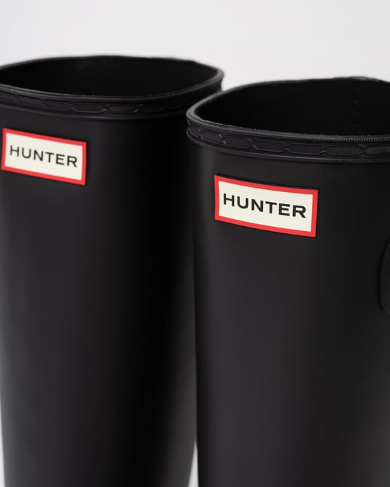 Refined Refined Gold Trim Tall Boot Boot Logo Detail in Black Tall Wellington Boots - Image 6