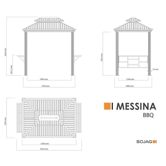 Sojag Messina aluminium bbq grillpaviljoen 179x292x262 cm - Image 4