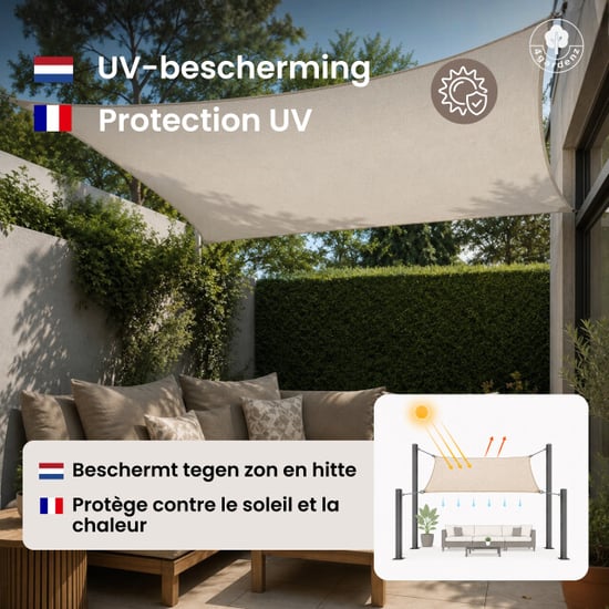 4gardenz Schaduwdoek waterdoorlatend vierkant 3x3 mtr - - Image 2