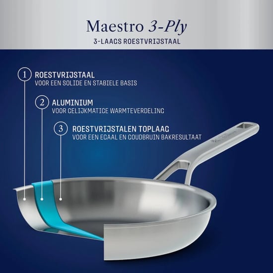 BK Cookware Bk maestro peter goossens rvs koekenpan 3-ply 20cm - Image 4