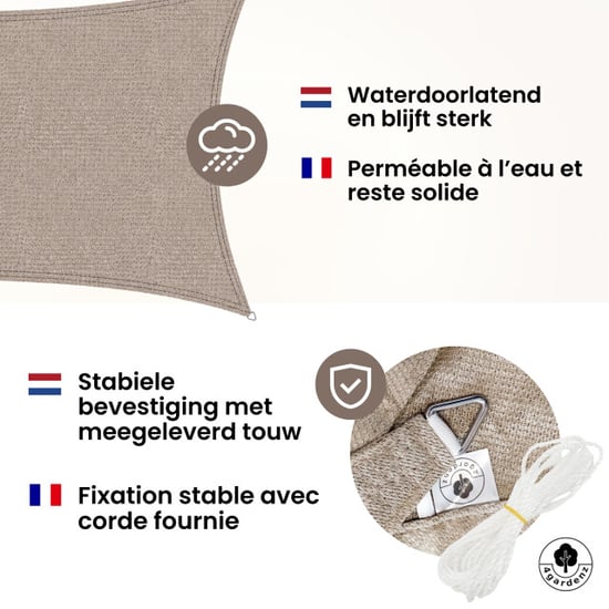 4gardenz Schaduwdoek waterdoorlatend rechthoek 2x3 mtr - - Image 3